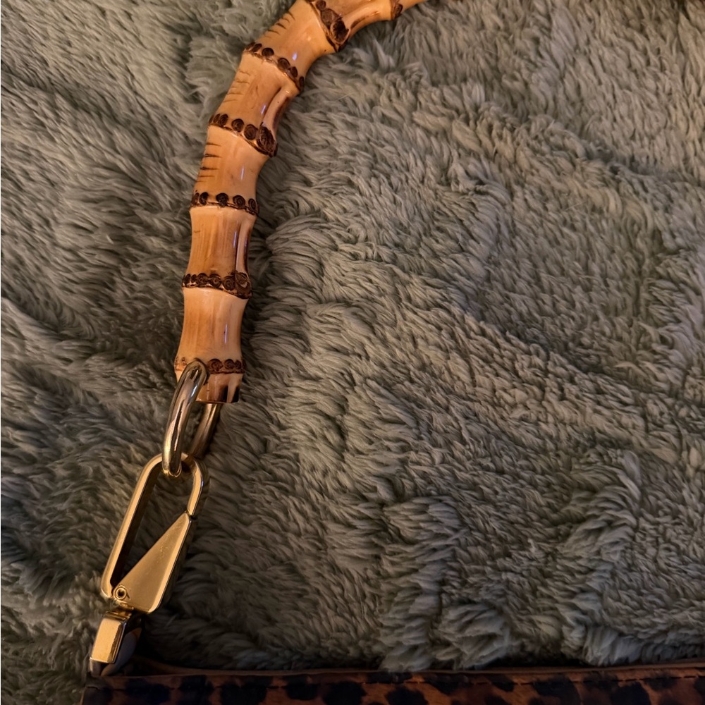 Plineo Visona Leopard Print Handbag with Bamboo Handle - Picture 2 of 10